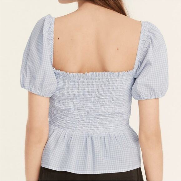 J. Crew Square-neck Smocked Gingham Crop Top M - Picture 7 of 8
